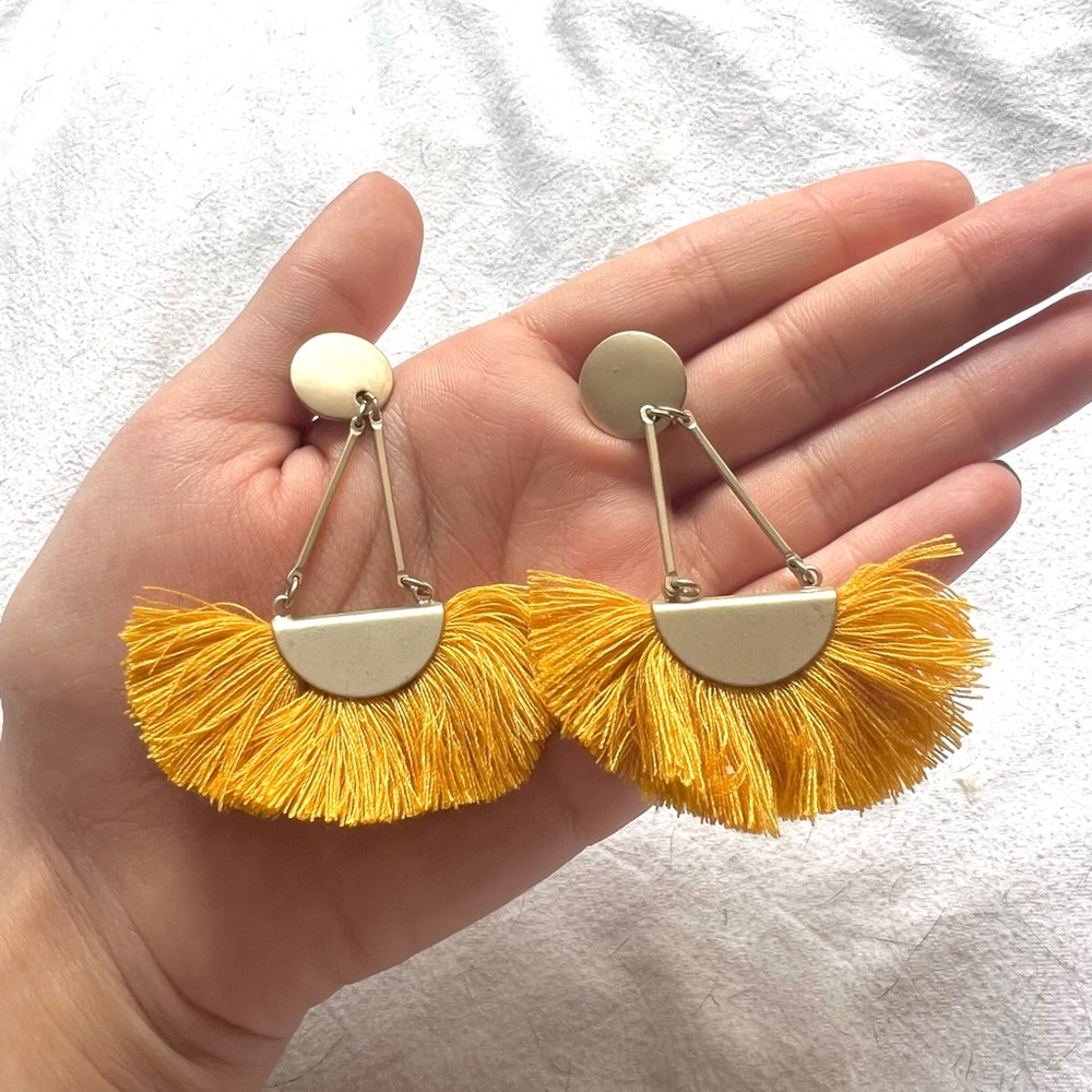 yellow fringe earrings